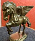 Vintage Solid Brass Pegasus Flying Mythical Horse Fantasy 5  Tall