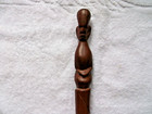 Vintage Heavy 37    Wooden Walking Stick With Figural Man s Head 
