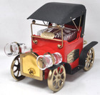 Vintage 1960s Tin Lizzie Bar Car Model T Music Box Liquor Decanter Shot Glasses