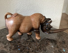Carved Wooden Rhino Sculpture Figurine Solid 16  Wood Statue Rustic Home Decor