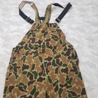 Vintage Woolrich Overalls Mens Medium Green Frog Camo Wool Hunting Bibs 80s