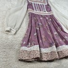 Vintage Girls Floral Prairie Dress Purple Cottagecore Lace Ribbon Homemade
