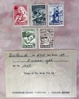 1947 Set Of 5 Iceland Helping caring Stamps With Original Glassine Envelope