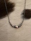 Desert Pearls  Saucers Olive Navajo Pearl Necklace Oxidized Paperclip Chain 925
