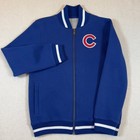 Majestic Chicago Cubs Varsity Jacket Full Zip Up Blue Baseball Coat