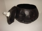 Pottery Barn Peanuts    Snoopy    Lidded Candy Bowl Halloween Pumpkin Cast Aluminum