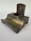 Antique Judd 4900 Cast Iron Inkwell Stand Desk Pen Rest Tray Victorian Bronze