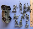 10 Vintage Original 1950s Timmee 60mm Plastic Toy Army Soldiers Staghound Tank
