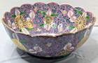 Chinese Famille Rose Millefleurs Porcelain Lotus Shape Bowl Large Antique Auth