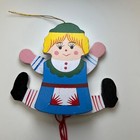 Lot Of 2 Vintage Wooden Jumping Jack Ornament Pull String Puppets Boy Girl