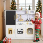 Kids Wooden Kitchen Playset Toy With Chalkboard Toy Gift For Boys Girls Age 3-8
