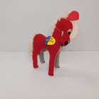 Vintage Dakin Dream Pets Japan Red Horse Hard Plush Stuffed Animal With Tag