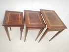 Vintage Set 3 Mahogany Nesting Tables Leather Tops