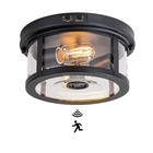 Flush Mount Outdoor Ceiling Light With Motion Sensor Adjustable Sensor 2-light