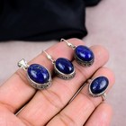 Lapis Lazuli Jewelry Set 925 Sterling Silver Gemstone Ring Earrings Pendant Gift