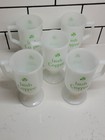 Vintage Footed Pedestal White Milk Glass Shamrock Irish Coffee Mug Cup Set