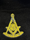 Masonic Past Master Stocking Hat Knit Cap Black Embroidered Warm Winter New 