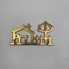 Vintage Brass Key Ring Hooks Holder House Home Tree Fence Wall Hanging