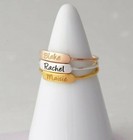 Custom Bar Ring Your Name Text Personalized Flat Gold Band Signet Stamp Jewelry