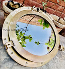 Vintage Brass Finish Porthole 17  Maritime Nautical Ship Boat Window Wall Mirror