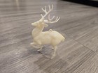 Vintage Hard Plastic White Glitter Reindeer Deer Buck Christmas Ornament Decor  