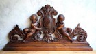 Antique French Hand Carved Walnut Fronton Pediment With Cherubs Louis Xv Rococo