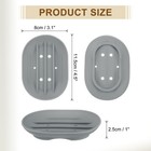 3pcs Small Soap Dish Oval Shape Bar Soap Dish With Holes grey 