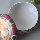 Antique Vintage Czechoslovakia Porcelain Powder Trinket Box Footed 5  D 2 75 t