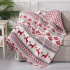 - Silent Night - Quilted Throw - 50x60in  - Fair Isle Deer - Red  Grey  White   