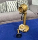 Rotary Dial Nautical Candlestick Phone Vintage Antique Brass Landline Telephone