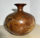 Vintage Turned Burl Wood Vase Hand Carved Signed Art Sculpture