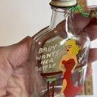 Vtg Empty Manhattan Cr  me De Menthe Cordial 1 5oz Bottle W Hand Painted Lady