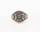 925 Sterling Silver Vintage Ring Navajo Carved Lazuli Tribal Bird Sz 7  Rg27780
