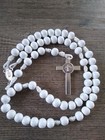 Catholic Paracord  Rosary W  St Benedict Crucifix   Mary Medal  White Color