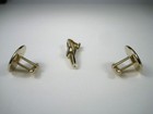 Swank Set 3 Cufflinks And Tie Clip Bar Gold Tone Caduceus Medical Doctor Signed