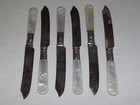 Vintage 1800s 6 Lamson  Goodman S Falls Ma Mother Of Pearl Sterling Fruit Knives