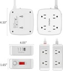 6 Ft Surge Protector Power Strip - 8 Widely Outlets With 4 Usb Ports  3 Side Out