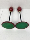 Vintage Mcm Marble Candle Stick Holders Tulips Shaped Maroons Red Set Of 2