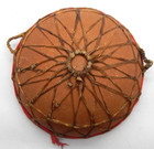 Vtg Traditional Indian Handmade Nagada Clay Leather Folk 12  Drum Musical Decor