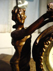 Antique Rare  1900 Art Nouveau Gold Painted Iron Woman Figure Clock Working