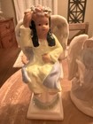 Vintage Guardian Angel  With Child Girl Ceramic And  Sitting Angel  set 2 