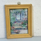 Hand Stitched Cross Stitch Garden Retreat Bench In Rose Garden Artwork 8 5 X 6 5