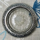 Vintage Int l Silver Co Sterling Silver Plate Trim Frosted Crystal Wine Coaster