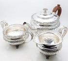 Beautiful 3 Piece Silver Plated Tea Service Set Old Sheffield Style Paw Feet