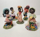 Vintage Style Black Americana Children Figurines Lot Of 5 Resin Farm Country   