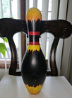 Vintage 15-inch Hand-painted Bowling Ten Pin- Flame Design  Lane Used Patina