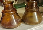 Pair Of Carter   s 1897 Made In Usa Amber Ink Bottles Different Diameter Tops