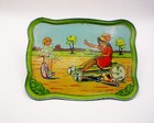 Antique Vintage Child German Children At Play Tin Litho Tea Set Germany 8 Pcs