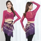 Belly Dance Costume Beaded Sequins Coins Fringe Hip Scarf Belt Shawl 3 Colors