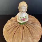 Antique Victorian Edwardian Porcelain Half Doll Sewing Pin Cushion Japan